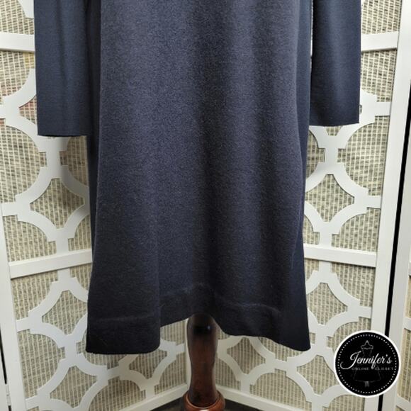 COS Women's Navy Blue Center Wool Panel Ponte A-Line Minimalist Dress Size S - Picture 4 of 11